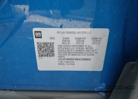 2022 Chevrolet Bolt Ev Fwd 1Lt z USA, uszkodzony, nr VIN 1G1FW6S03N4106864